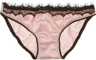 Mimi Holliday Bisou Bisou Strawberry lace-trimmed stretch-silk satin briefs