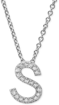 Crislu Platinum Over Sterling Silver Cubic Zirconia "S" Initial Pendant Necklace (1/10 ct. t.w.)