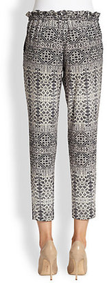 Haute Hippie Stretch Silk Printed Cropped Pants