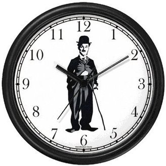 WatchBuddy Silent Film Comedian Wall Clock by Timepieces (Black Frame)