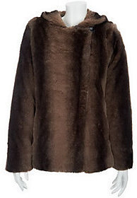 Dennis Basso Chinchilla Print Faux Fur Hooded Coat