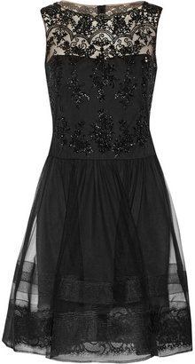 Notte by Marchesa 3135 Notte by Marchesa Lace-trimmed embellished tulle dress
