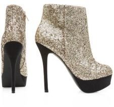 New Look Gold Glitter Stiletto Heel Ankle Boots