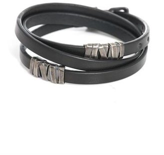 Bottega Veneta Nero leather and silver bracelet