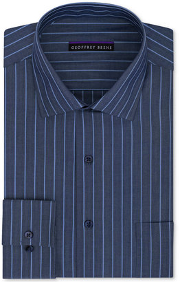 Geoffrey Beene Non-Iron Grey with Blue Stripe Dress Shirt