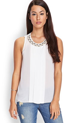 Forever 21 contemporary bejeweled pleated top