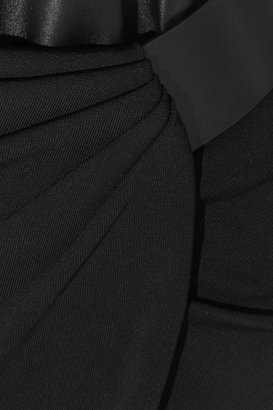 Vionnet Leather-paneled jersey-crepe dress