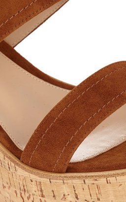 Gianvito Rossi Double-Band Platform Wedge Slides-Nude