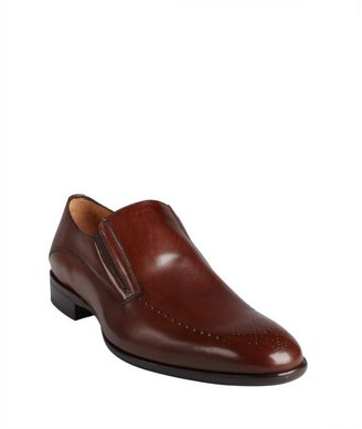 Mezlan cognac shined leather tooled 'Toscano' loafers