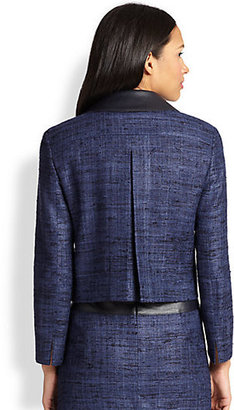 Akris Punto Silk Contrast-Collar Cropped Jacket