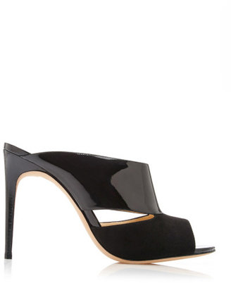 Alexandre Birman Suede and Patent-Leather Mules Black
