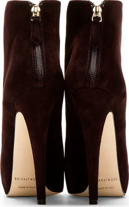 Brian Atwood Plum Suede Platform Gia Ankle Boots