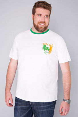 Yours Clothing BadRhino White Short Sleeve T-Shirt With Republic Of Ireland Emblem
