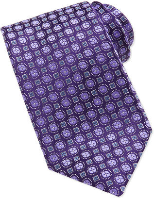 Charvet Circle & Square-Pattern Tie, Lavender
