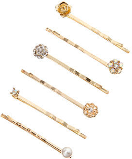 Accessorize 6 x Delicate Crystal Flower Grips