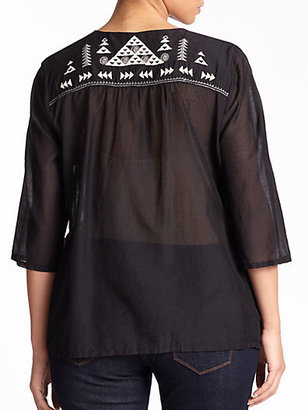 Johnny Was Johnny Was, Sizes 14-24 Embroidered Cotton/Silk Tunic