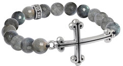 King Baby Studio Labradorite Bead & Cross Stretch Bracelet