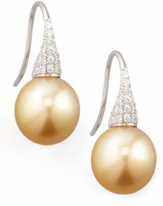 Eli Jewels Golden South Sea Pearl & Diamond Drop Earrings, 0.44ct
