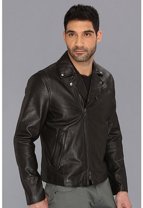 John Varvatos Leather Asymmetrical Biker Jacket