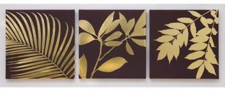 3-piece Gold Foil Leaf Canvas Wall Art