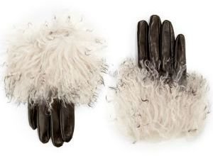 Saks Fifth Avenue Mongolian Rabbit Fur-Trimmed Leather Gloves