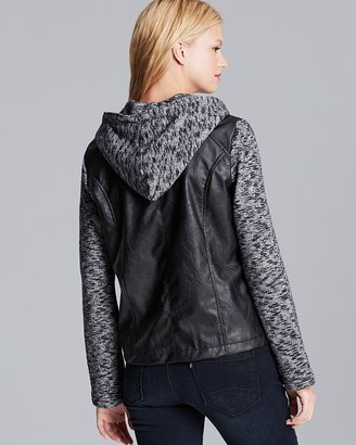BB Dakota Jacket - Faux Leather & French Terry Hooded