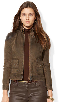Lauren Ralph Lauren Leather Trim Denim Jacket