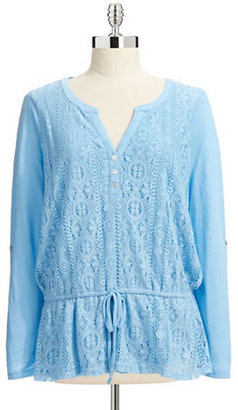 Style And Co. Lace Front Peplum Shirt