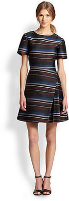 Suno Paneled Skirt Striped Dress