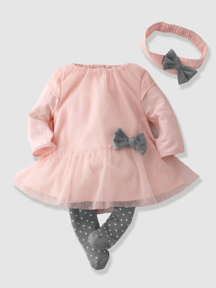 Baby Girl's Party Dress, Tights & Headband Outfit