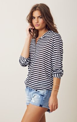 Blue Life STRIPED UNEVEN SHIRTING TOP