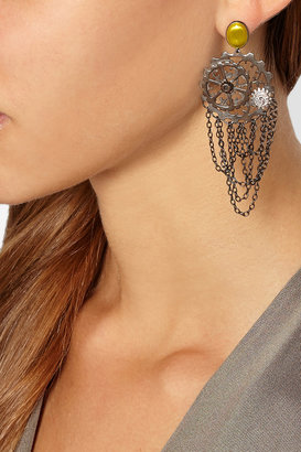 Bottega Veneta Oxidized sterling silver and rose gold-plated earrings