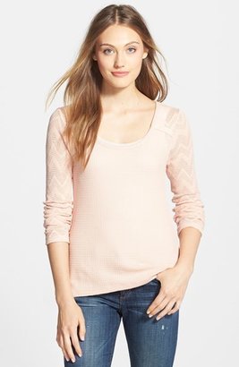 Lucky Brand 'Ginny' Lace & Thermal Knit Tee