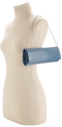 Olga Berg Liz patent fold-over clutch with chain