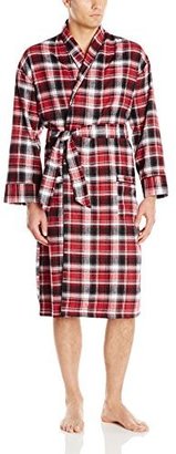 Bottoms Out Men's Flannel Plaid Robe Maroon