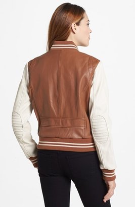 MICHAEL Michael Kors Two Tone Leather Baseball Jacket (Online Only)