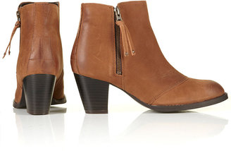 Topshop MIGHTY Tan Leather Zip Boots