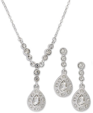 Charter Club Silver-Tone Crystal Pendant Necklace and Drop Earring Jewelry Set