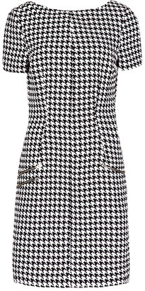 Limited Edition Zipped Pockets Dogtooth Shift Dress