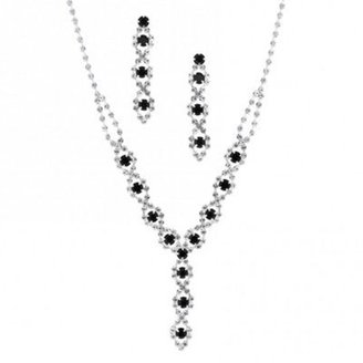 Jon Richard Jet navette and diamante surround necklace and earring set