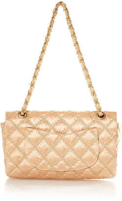 WGACA Vintage Chanel Pink Satin Tan Stitch Handbag From What Goes Around Comes Around