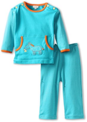 Le Top Boys' Safari Friends - Shirt With Pouch Pocket Stripe Pant - Zebra (Infant) (Deep Sky) - Apparel