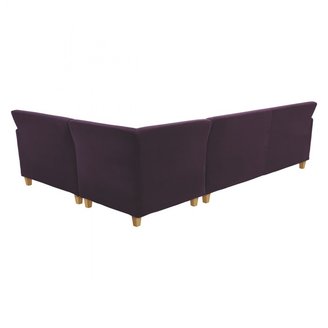 CHESTER Purple velvet left-arm corner sofa, oak stained feet