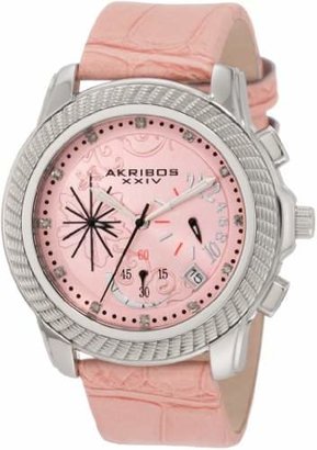 Akribos XXIV Women's AKR438P Ultimate Quartz Chronograph Diamond Dial Watch