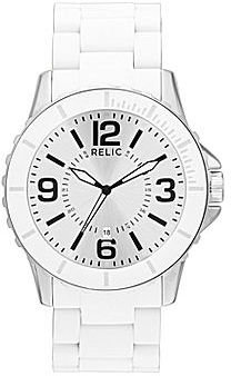 JCPenney Relic Mens White Silicone Wrapped Stainless Steel Watch