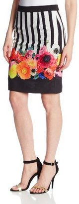 Trina Turk Women's Botany Digital Floral Stripe Pencil Skirt