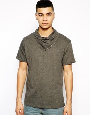 Solid !Solid T-Shirt With Cowl Neck - Gray
