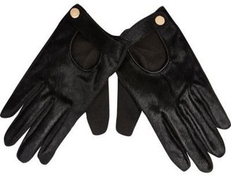 River Island Black leather pony skin driving gloves