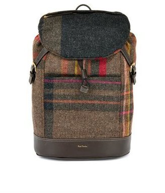 Paul Smith Maharam plaid wool and leather backpack