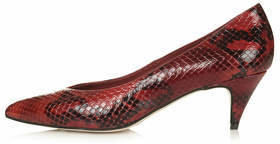 Topshop Womens JOAN Snake Kitten Heels - Red